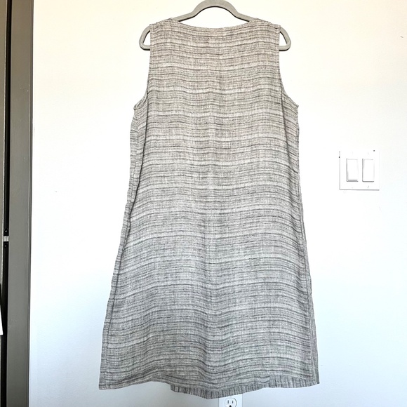 J. Jill Pure Jill Linen Faux Wrap Shift Dress Gray Lagenlook Sleeveless Size L - Picture 8 of 10